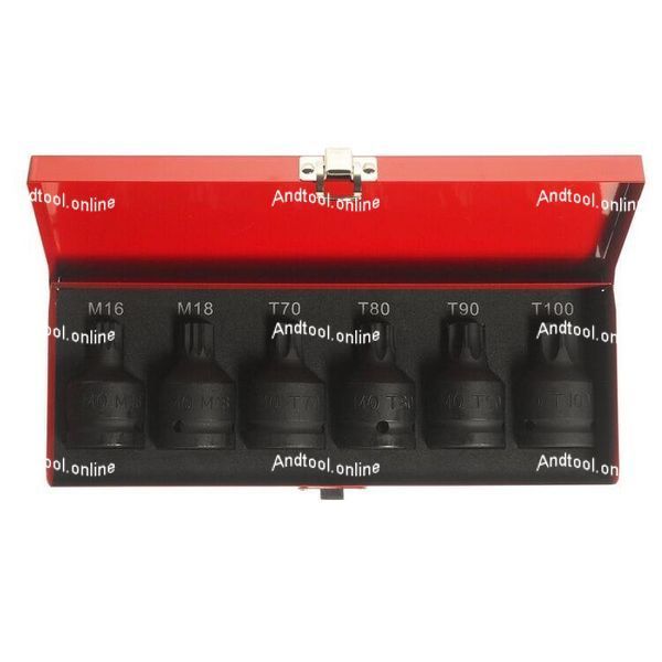 Набір головок ударних TORX T70, T80, T90, T100, SPLINE M16, M18 3/4" 6 од. (J606T JTC) J606T JTC фото