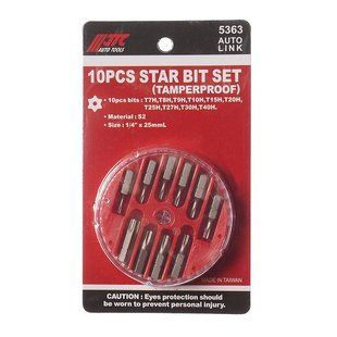 Набір біт TORX 1/4" T7H-T40H з отвором 10 од. 5363 JTC 5363 JTC фото