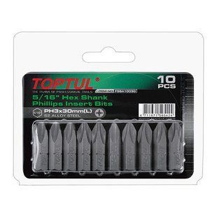 Набор отверточных насадок TOPTUL 5/16" L30мм PH2 10ед. FSBA1002G FSBA1002G фото