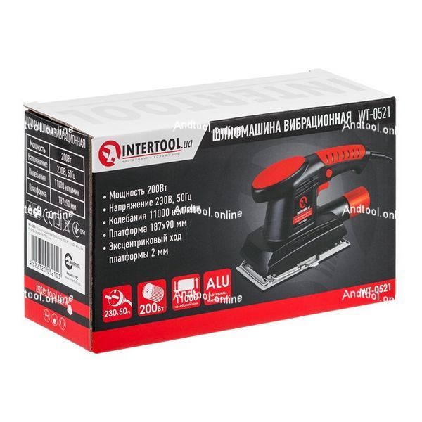 Шлифмашина вибрационная, 200 Вт, 11000 ход/мин, платформа 187*90 мм INTERTOOL WT-0521 WT-0521 фото